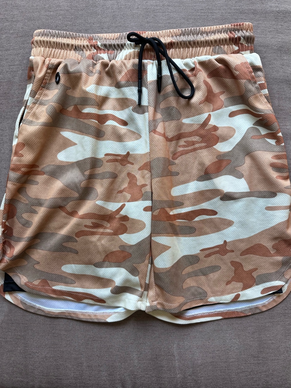SHEIN Tan White Brown Camo Performance Shorts